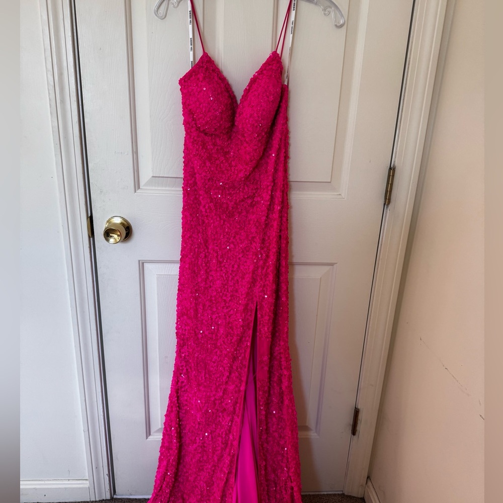Hot pink sequin sherri hill prom dress